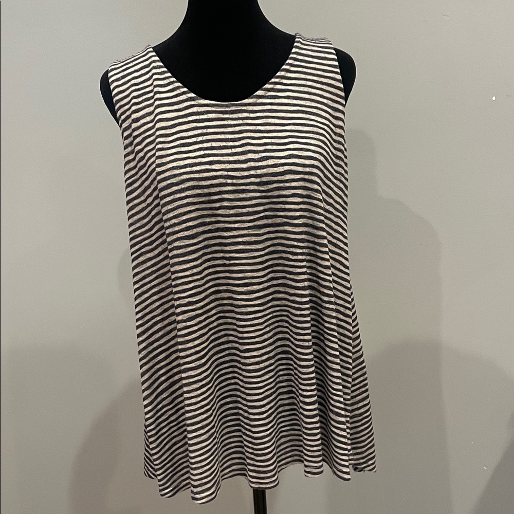 Striped Sleeveless Top - navy and grey